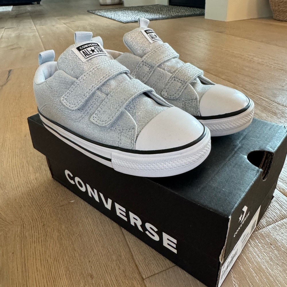 New!! Converse Kids' Light Gray Velcro Sneakers